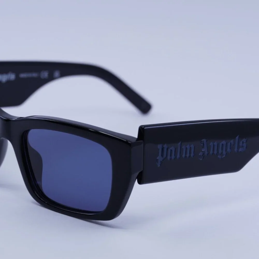 Palm Angels PERI002 PALM 1045 Sunglasses Black Rectangle Frame, Blue Lenses
